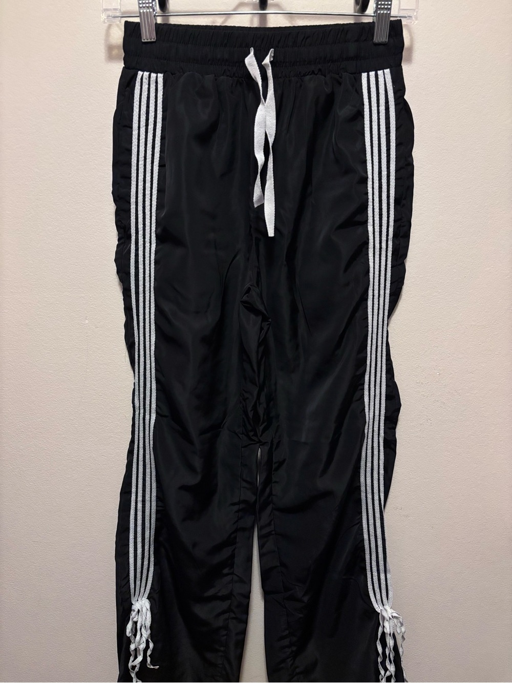 Black Women's Track Joggers with White Side Stripes